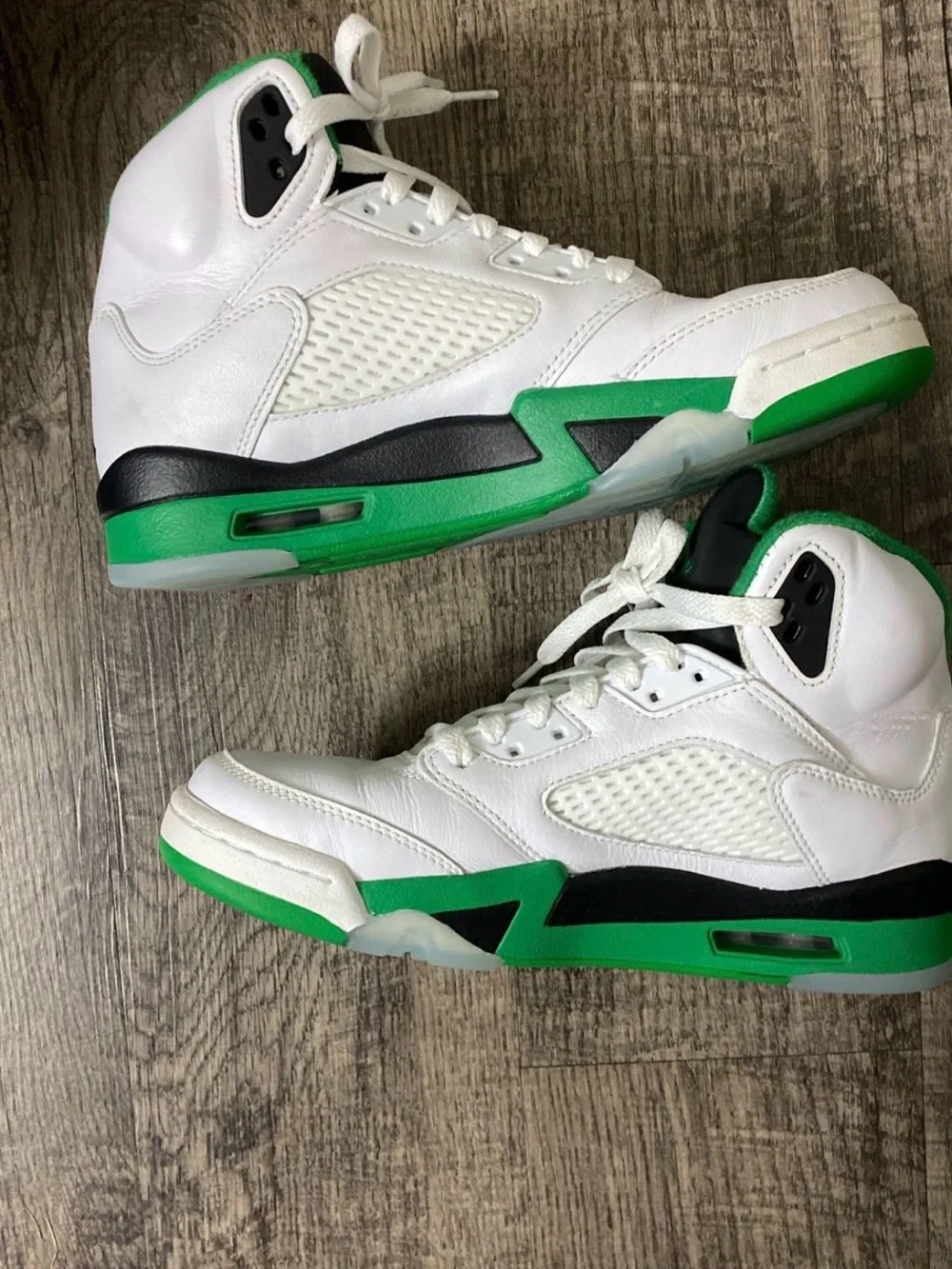 Jordan Men's White and Green High-Top Basketball Sneakers